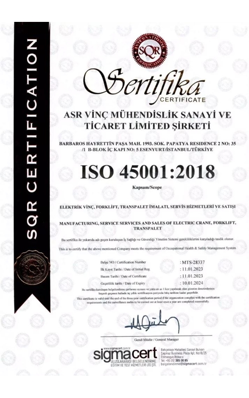 ISO 45001 Sertifika