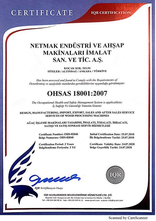 Netmak Makina - ISO 18001